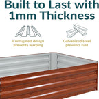 Sunnydaze 11.75" H Raised Metal Garden Bed - Galvanized Raised Garden Bed Outdoor for Vegetables and Flowers - Woodgrain - 4' x 3' Rectangle