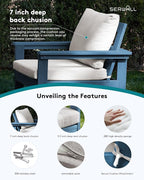 SERWALL Outdoor Sectional Sofa Set, 5-piece Outdoor Modula Couch Set with Ottoman, All Weather Patio Furniture Set with Chaise for Deck, Lawn, Blue Frame with Khaki Cushion