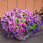 Artificial Flowers for Outdoors, UV Resistant Fake Silk Morning Glory, Realistic Faux Plants for Outside Porch Patio Window Box Hanging Planter (16, Purple Fuchsia)