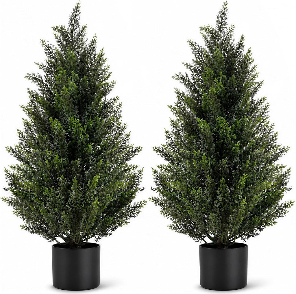 vivatrees 2pack 3ft artificial cedar trees in pots, main product view