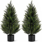 vivatrees 2pack 3ft artificial cedar trees in pots, main product view