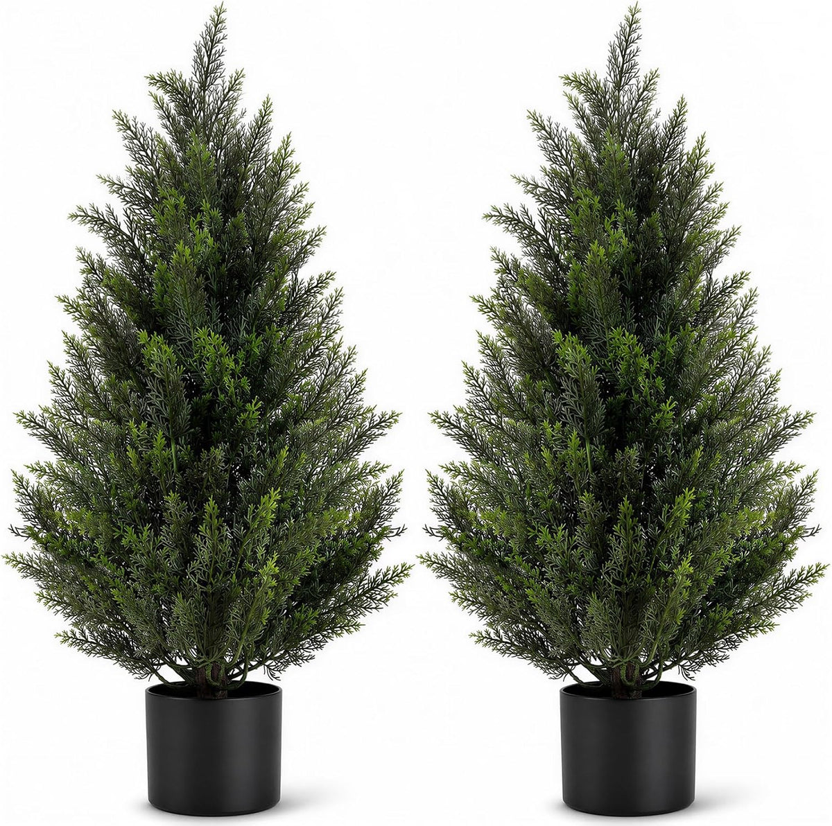 vivatrees 2pack 3ft artificial cedar trees in pots, main product view