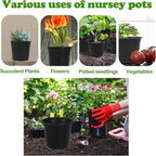 100 Packs 5 Inch Nursery Pots, 4 5 6 Inches Plastic Nursery Pots for Plants with Drainage Holes, Seed Starting Garden Pots of Flower Plant Container for Succulents, Transplanting (100, 5 Inch)