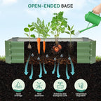 Galvanized Raised Garden Bed - 4x2x1ft (2Packs) Metal Garden Planter Box Outdoor | Steel Raised Bed Kit with Bracing Rods, Gloves for Gardening Vegetables Fruits and Flowers (Oliver Green)