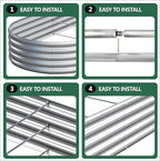 2PCS 12x2x1FT Galvanized Raised Garden Bed Kit,Vegetable Boxes-Oval Metal Flower Box,Large Planter Raised Beds Outdoor Garden for Planting,Fruit,Herb-Silver
