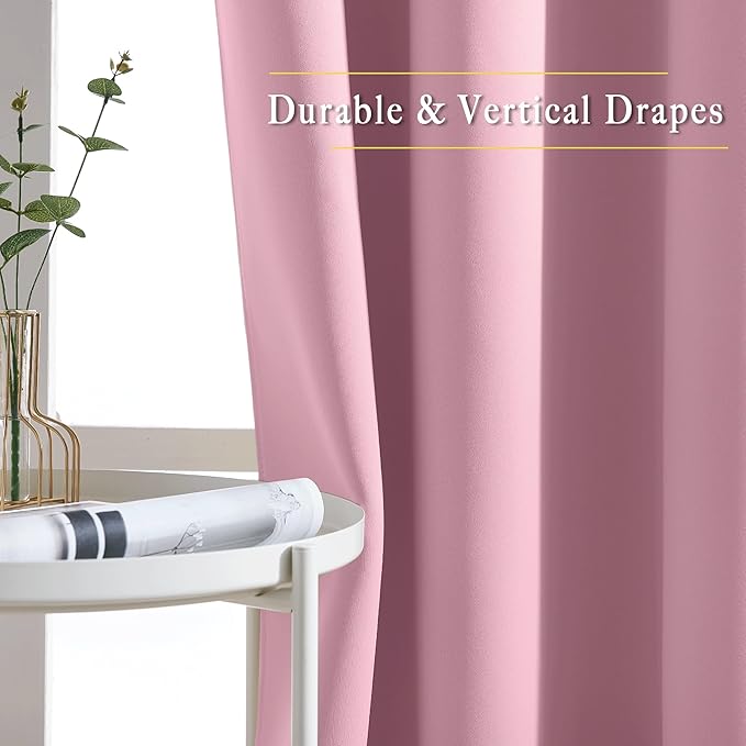 NICETOWN Rouge Pink Blackout Curtains 84 inch Length, Grommet Top Room Darkening Drapes for Bedroom Living Room, Light Blocking Window Covering for Privacy (W66 x L84 Inch, 1 Panel)