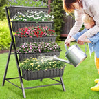Suyncll Vertical Raised Garden Bed Planter Box,5 Tiers Vertical Garden Planter with Drainage System&4 Hooks for Herb Vegetables Flowers