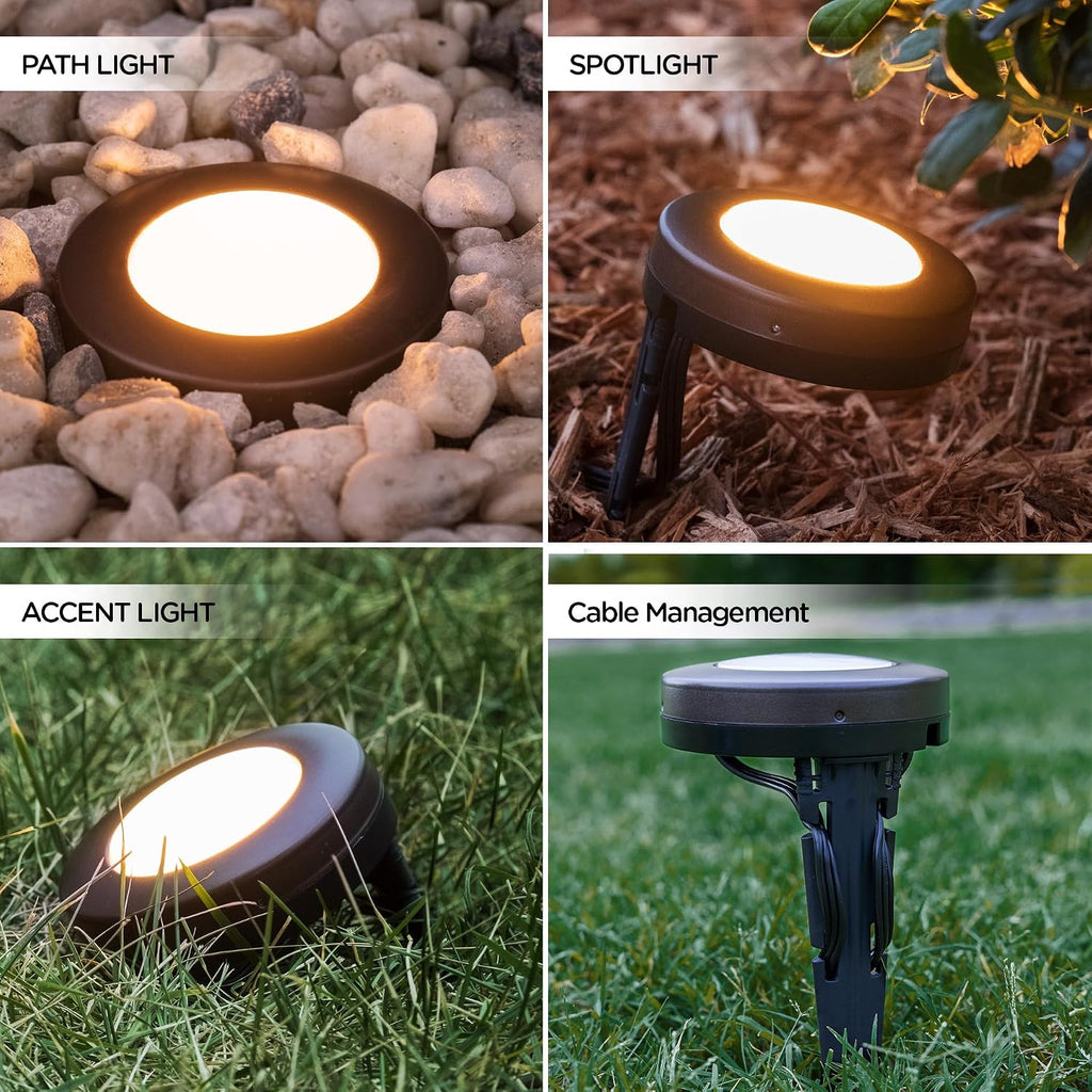 Enbrighten Landscape Lighting, 40ft, 6 Lights, Remote Control | Color Changing LEDs, Waterproof, Plastic Stakes, 8ft Spacing for Flexible Install, All-in-One Garden & Path Lighting Kit