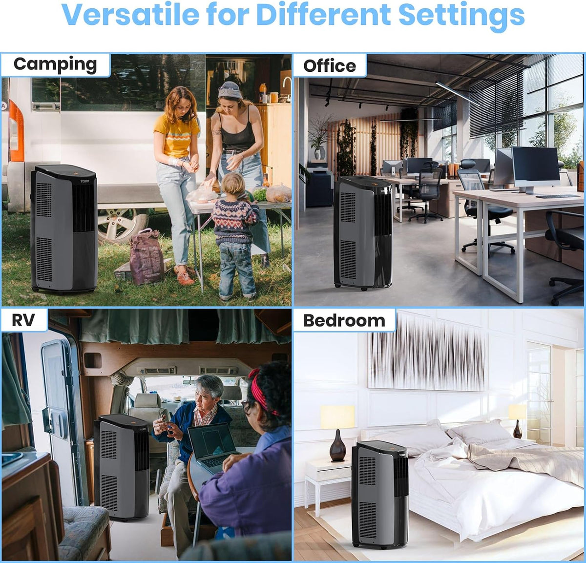 tosot 9,700btu (5,000 btu sacc) portable air conditioner, front angle view