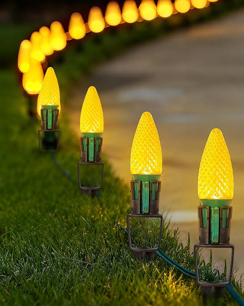 100-Pack Plastic Light Stakes, 7.5 Inch Christmas Yard Stakes for C7 C9 Christmas Lights Outdoor, Universal Yard Stakes for Outdoor Holiday Lights Use on Garden Lawn Patio Path Walkway – Black