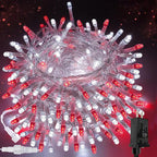 Upgraded Connectable 200 LED String Lights Indoor Outdoor, 66FT Red and White Christmas Lights Waterproof, 13 Modes Twinkle Fairy Lights Plug in Clear Wire for Christmas Tree, Bedroom, Classroom Decor