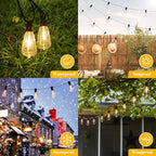 Brightever 120FT Outdoor String Lights Waterproof, 2700K Bright LED Patio Lights with 62 ST38 Shatterproof Vintage Bulbs, Retro Connectable Edison String Lights for Outside, Garden, Balcony, Porch