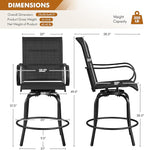 Yaheetech 4 Piece Patio Swivel Bar Stools, Texteline Outdoor Chairs with High Back/Armrest/Footrest, All Weather Padded Seating Outdoor Furniture Height for Outside, Lawn & Garden