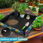Repotting Mat for Plant Transplanting and Mess Control 29.5"x 29.5" Oxford Fabric Waterproof Potting Foldable Indoor Portable Gardening Tray Unique Gifts Lovers
