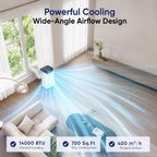 14000 btu portable air conditioners, cools up to shown in use