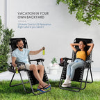 Nestl Zero Gravity Chairs Set of 4, Patio Lounge Chair Outdoor with Pillows & Cup Holder Trays, Adjustable Steel Mesh Reclining Camping Chair, Folding Patio Lawn Chair for Deck, Beach, Yard - Black