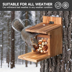 Squirrel Feeders for Outside, Squirrel House for Outdoor - Squirrel Food for Backyard, Chipmunk Feeder, Squirrels Hold Corn & Corn Cob & Peanuts (Brown)