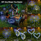 Solar Garden Lights Outdoor, 2 Pack 120 LED Twinkling Firework Lights Decorative with 2 Modes, Outdoor Waterproof Solar Starburst Light for Outside Yard Pathway Garden Decor, Multicolor