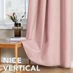 H.VERSAILTEX Linen Curtains 100% Blackout Curtains for Bedroom 45 inch Long Full Light Blocking Nature Linen Blended Window Curtains for Living Room Nickel Grommet (2 Panels, Heathered Baby Pink)