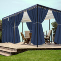 HolidayIdeas Grommet Outdoor Curtains for Patio Waterproof 8 Pcs All Weather Balcony Outside Curtains for Apartments, Gazebo, Pergolas, Porch, 54x84 Inch, Navy