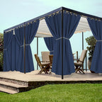 HolidayIdeas Grommet Outdoor Curtains for Patio Waterproof 8 Pcs All Weather Balcony Outside Curtains for Apartments, Gazebo, Pergolas, Porch, 54x84 Inch, Navy
