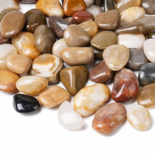 2.5 lbs Decorative Rocks for Potted Plants, 1-1 1/2 inch River Rocks for Plants, Garden Rocks Outdoor Landscaping, Polished Natural Stone for Walkways, Yard, Vases, Crafts