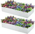 2 Pack 6x3x1FT Galvanized Raised Garden Bed Kit, Outdoor Metal Planter Box for Vegetables, Bottomless Rectangular Gardening Bed with Support Rods, Tool-Free Assembly, Silver