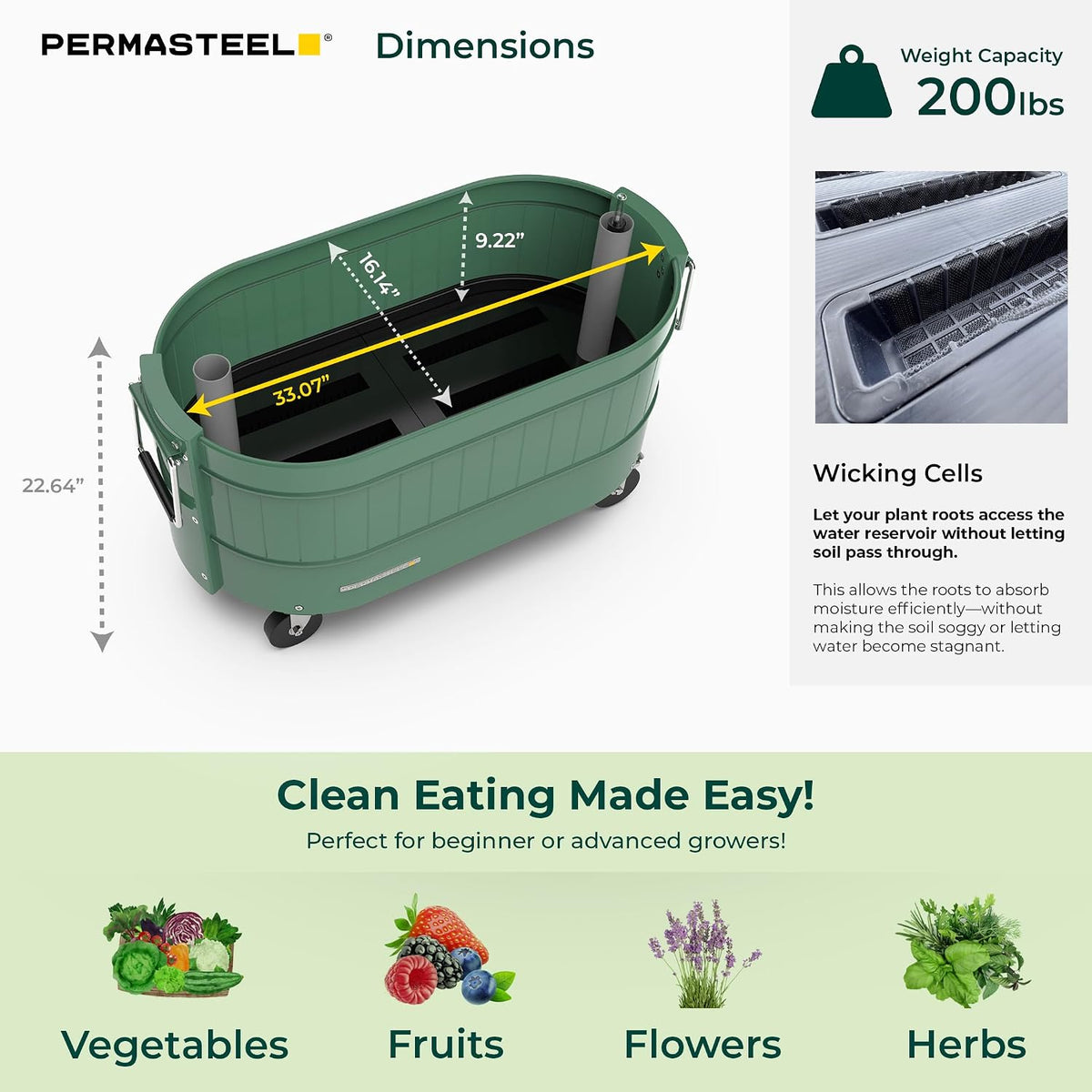 permasteel self-watering garden bed, rolling planter for vegetables, package contents