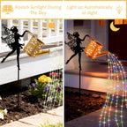 Solar Powered Fairy Water Bottle Light, Garden Decorative Iron Beautiful Fairy Flowing Water Bottle Ground Lamp, Wireless Twilight to Dawn LED Light Waterproof.