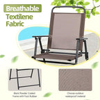 Vongrasig 6 Pieces Folding Patio Dining Set, All Weather Small Metal Outdoor Table and Chair Set, Garden Patio Furniture Set w/Umbrella, Glass Table & 4 Folding Chairs for Lawn, Backyard, Brown