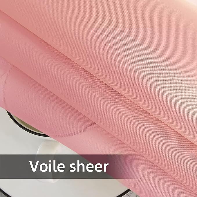 SpaceDresser Waterproof Outdoor Sheer Curtains for Patio - 2 Panels Rod Pocket Indoor Voile Sheer Curtain for Living Room,100W x 108L inch, Blush