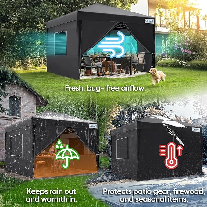 Quictent Privacy 8x8 Pop up Canopy Tent with Sidewalls and Roll-up Ventilated Windows, One Person Easy Setup, Outdoor Commercial Gazebo Shelter Enclosed Waterproof, Bonus 4 Sandbags