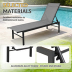 Chaise Lounge Chair Outdoor, Patio Lounge Chair with Adjustable 5-Position, Pool Lounge Recliner Chairs for Outside, Beach, Yard,Gray