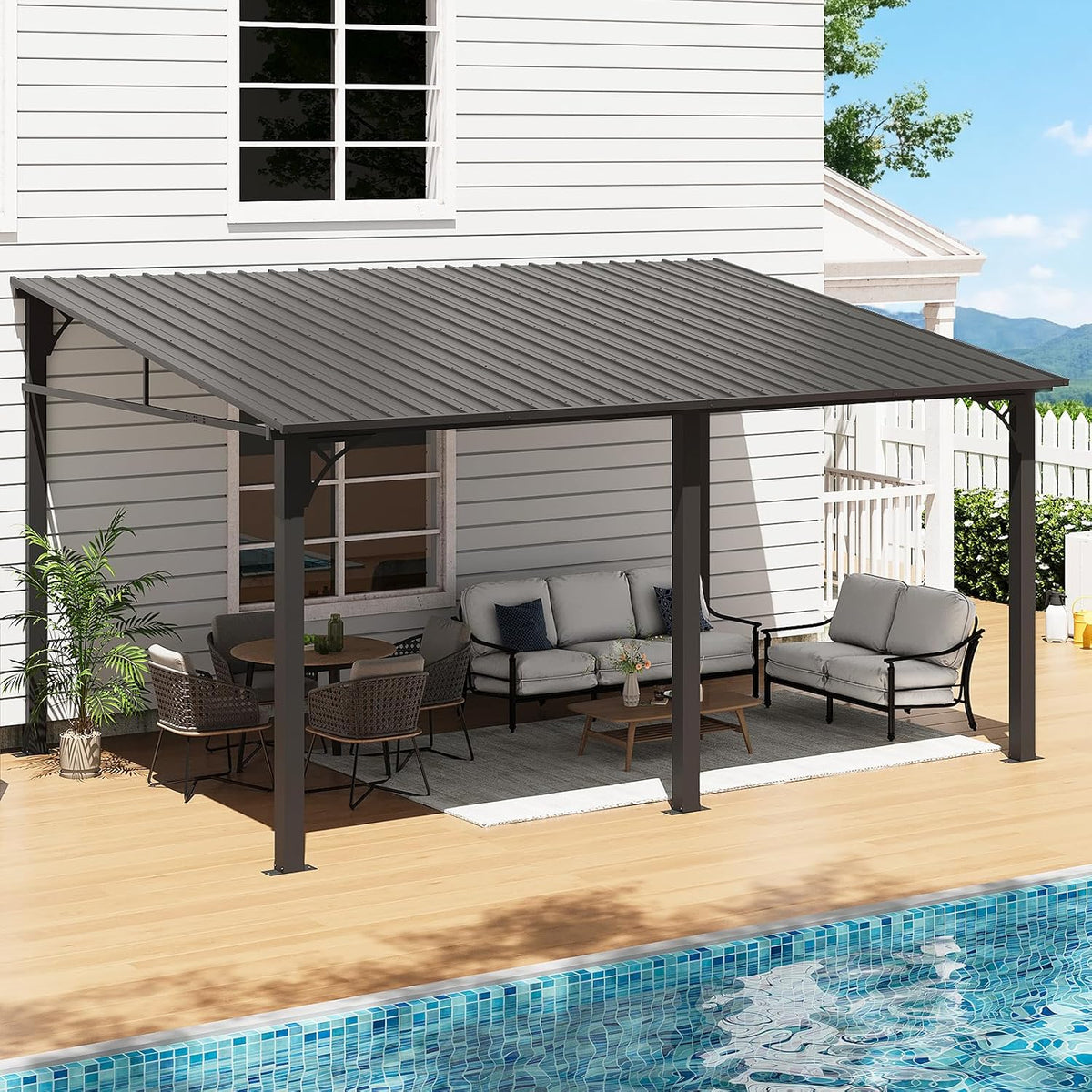 aoxun 10' x 14' lean to gazebo pergola, main product view