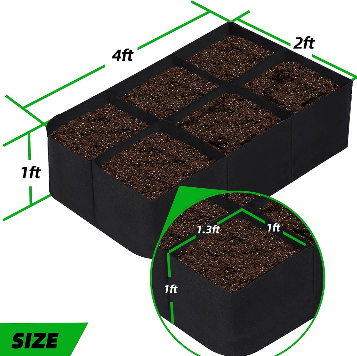 cjgq fabric raised garden bed 4x2x1ft garden grow, side view