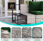 11-Piece Outdoor Patio Furniture Set with Rocking Swivel Chair Wicker Sectional Sofa Set, Patio Conversation Set with Ottomans & Coffee Table for Garden, Backyard, Poolside, Green