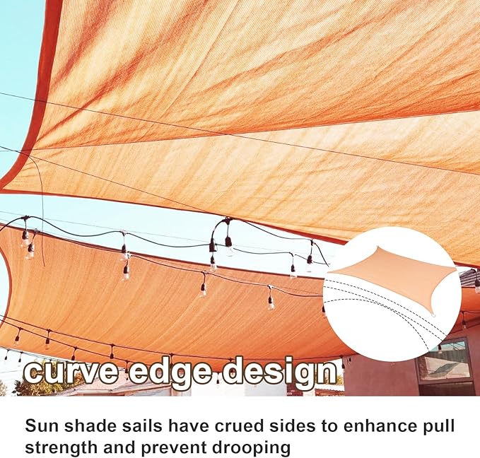 SUNLAX Sun Shade Sail 10' x 22' Peach Fuzz Rectangle Canopy Sail Shade Cover UV Block Permeable Sunshade Outdoor for Patio Backyard Deck Pergola (We Make Custom Size)