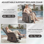 Zero Gravity Patio Swivel Rocking Recliner Chair - Wicker Outdoor Lounge Chair with Adjustable Backrest & Footrest, All Weather Reclining Rocker Chairs with Thick Cushion for Pool Deck Gray