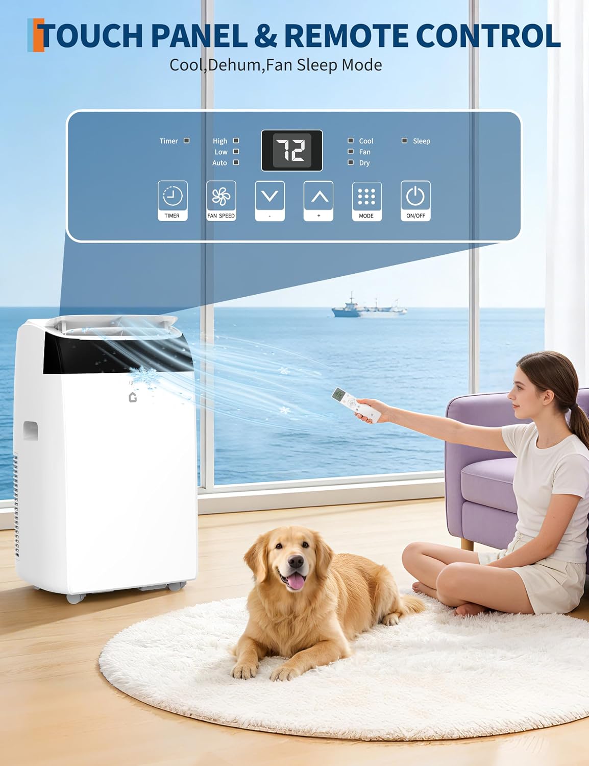 garvee 14000 btu (10200 btu sacc) ac unit, side view
