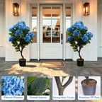 artificial hydrangea trees potted, 3ft uv resistant faux, close-up detail