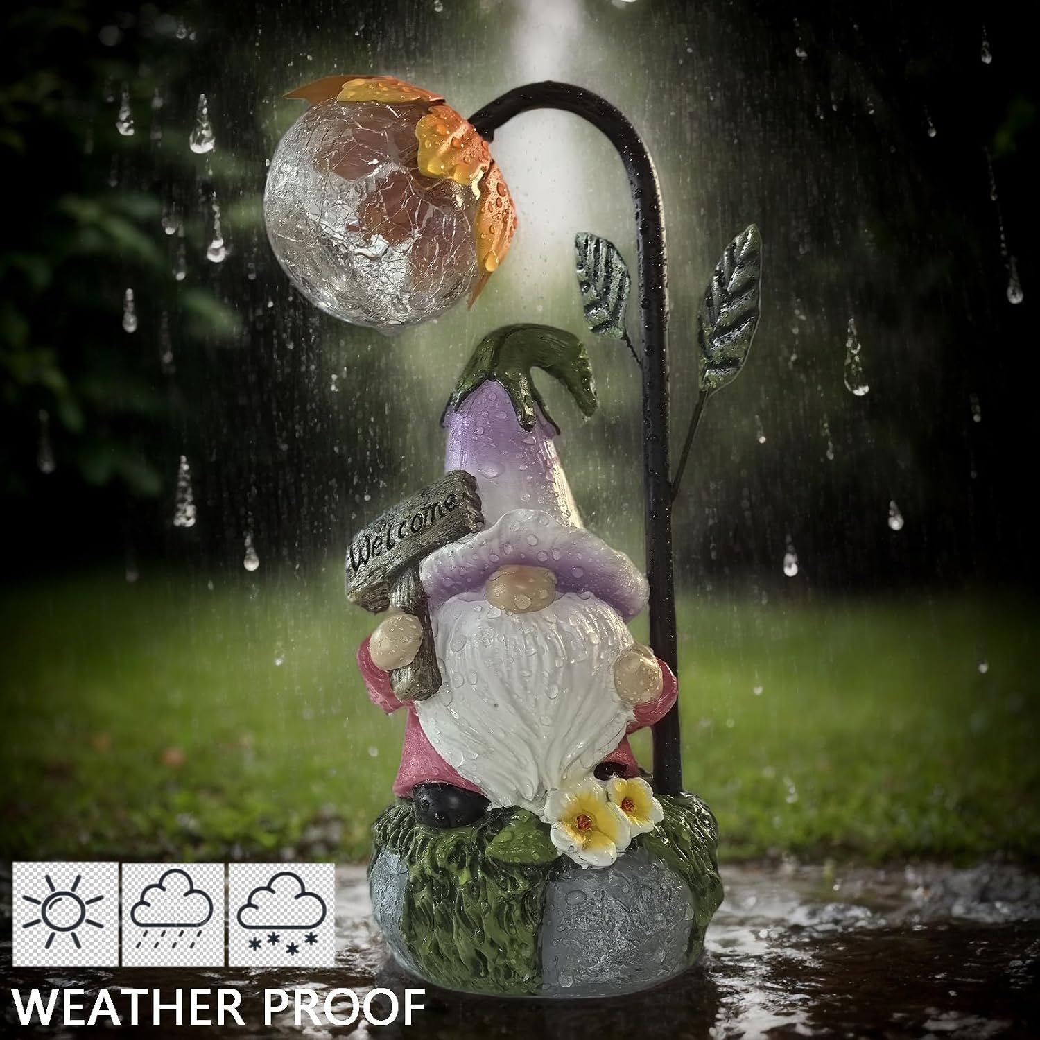 Garden Gnomes Outdoor Statue with Solar Lights Welcome Gnome Home Garden Decor Mom Gifts for Yard Patio Home Garden