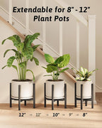 Adjustable Plant Stand Indoor, Bamboo Plant Stand Fits 8 9 10 11 12 Inches, Small Corner Planter Holder for Indoor Plants, Single Floor Plant Stands for Living Room Balcony, Inky