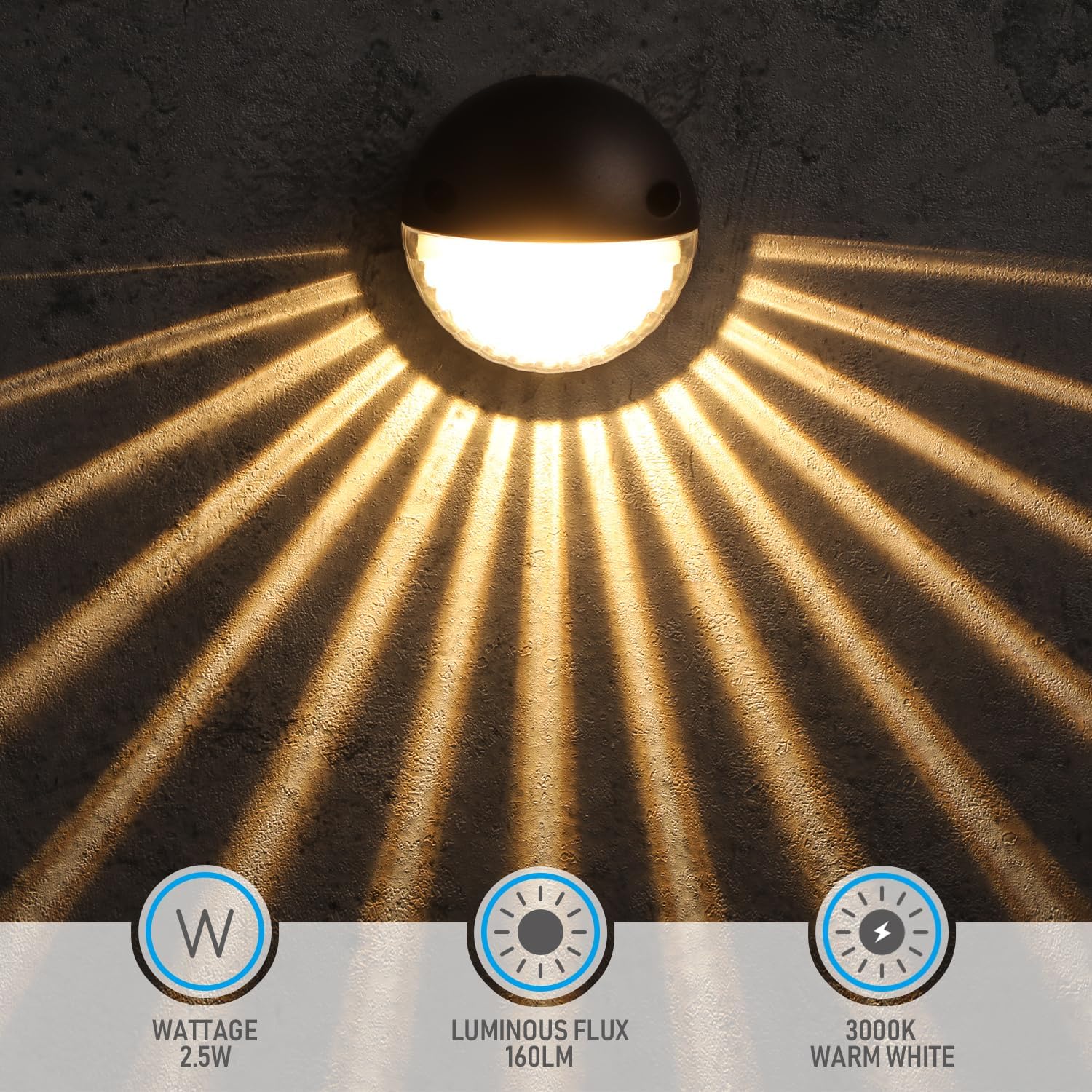 LEONLITE 6-Pack 3000K Unique Rays LED Deck Lights Outdoor Oil Rubbed Bronze | 12V Low Voltage, Landscape Step Railing Fence Light, Warm White, IP65, Landscape Deck Light for Backyard, Aluminum