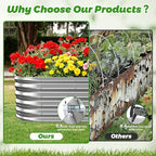 17" Tall Outdoor Garden Raised Garden Bed Kits, 4ft X 2ft Oval,0.8MM Thick Metal Raised Planter Bed/Ground Planter Box for Variety of Flowers,Herbs,Vegetables (Silver, 48X24X16.5 Inches)