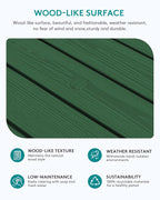 SERWALL Outdoor Coffee Table with 1.69" Umbrella Hole, HDPE Patio Coffee Table for Outside, Rectangle, Green