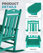 Ciokea Oversized Outdoor Rocking Chairs Set of 4, 380lbs Heavy-Duty Large Patio Rocker, High Back Cozy Porch Chairs, Weather Resistant Patio Rocking Chairs for Outside, Fire Pit, Deck, Aruba Blue