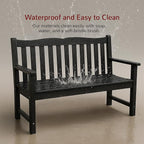 Stoog All-Weather Outdoor Benches Set of 2, Never Fade & Rust-Proof HIPS Plastic Garden Bench, 800lb Capacity, Used for Patio, Backyard, Porch, Black
