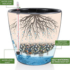 Dexceder 18x17 Self Watering Planter with Wheels Indoor Outdoor, Inner Pot Design, Thickened Large Floor Standing Flower Plant Pot with Water Level Indicator (Slate Gray Matte)