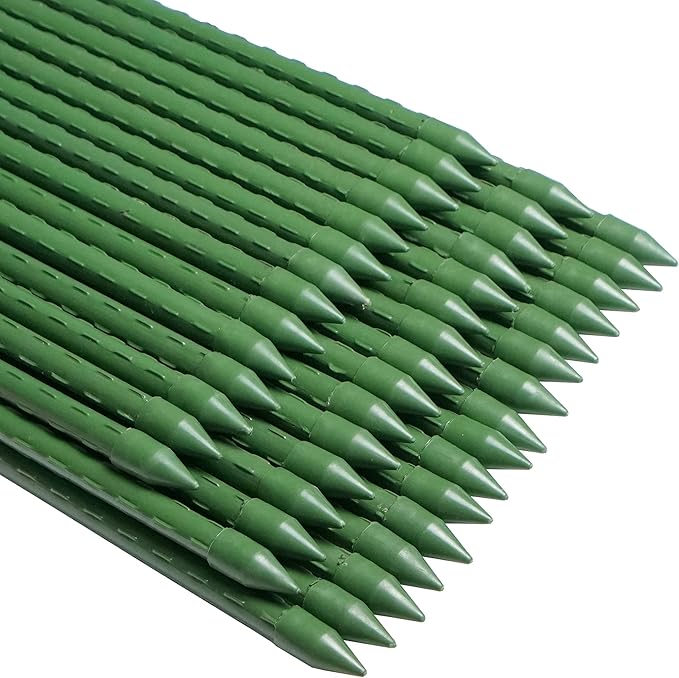 WAENLIR Garden Stakes 60 inch 5ft Sturdy Tomato Stakes, Plant Stakes for Outdoor Plants, Metal Plant Support Sticks for Gardening, Pack of 50
