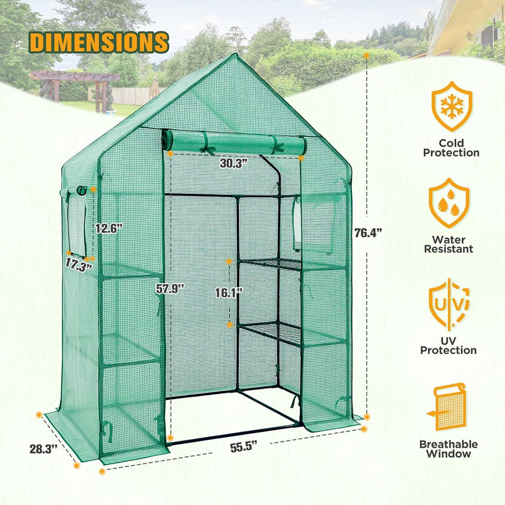 coos bay walk in mini greenhouse with windows, package contents
